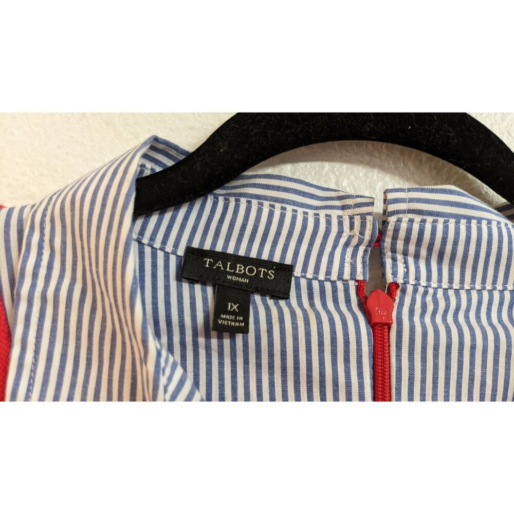 NEW~Women's TALBOTS Red Pique Cotton Layered Look Collared Shirt Dress Size 1X - Picture 4 of 16